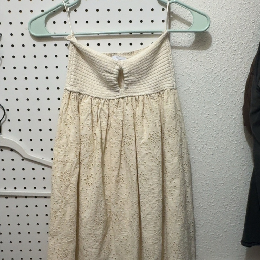 ZARA Cream Eyelet Strapless Dress